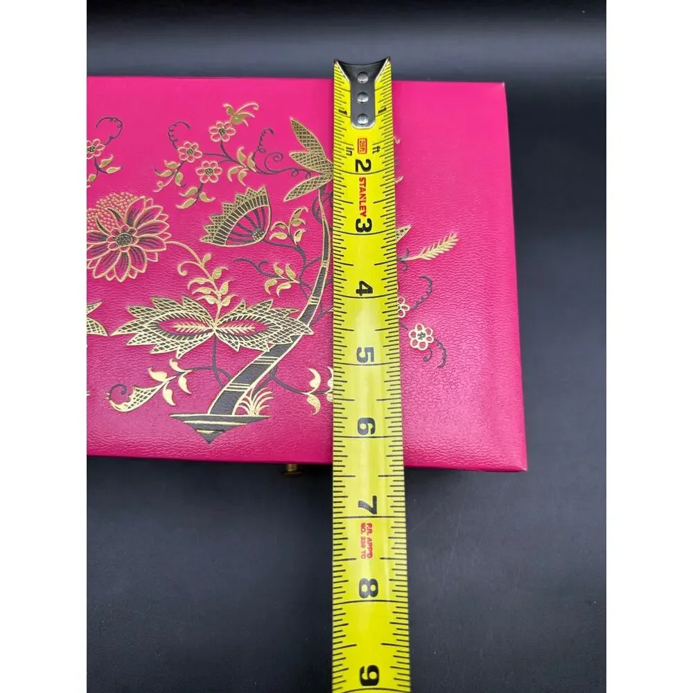 Vintage Pink & Gold Floral Stationery Chest Letter Box w/2 Drawers NWT Unused